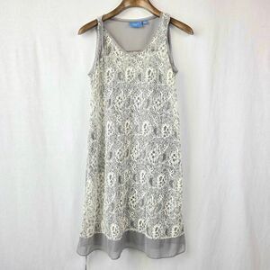 Simply Vera Wang Lace Dress Gray S Sleeveless